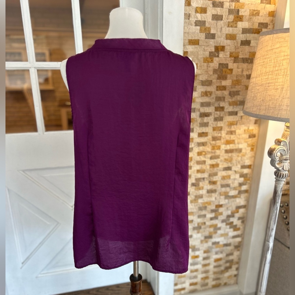 LOFT Purple Ruffled Sleeveless Top - Picture 4 of 6
